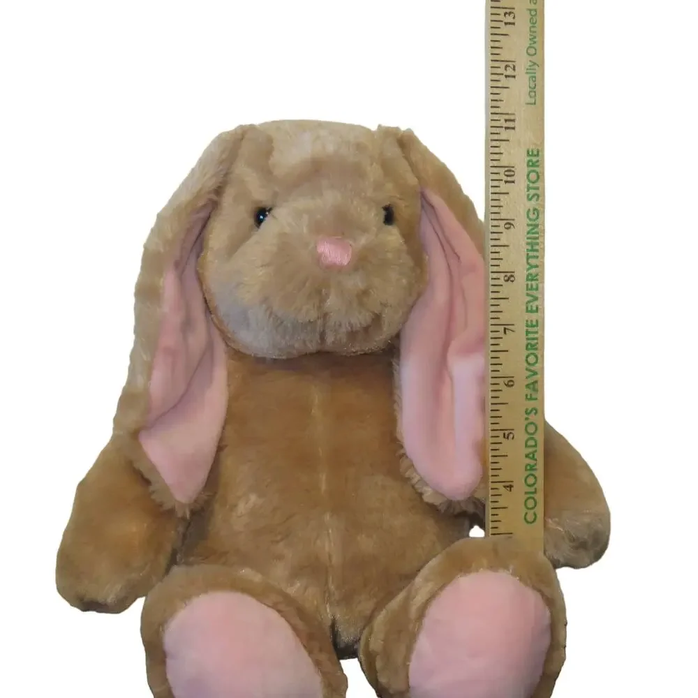 BABW Plush Light Brown Bunny, Floppy Pink Ears & Paws Stuffed Animal Soft Toy